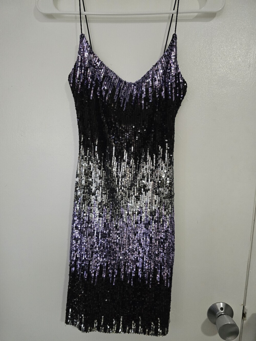 B Darlin Purple and Black Sequin Ombre Mini Dress